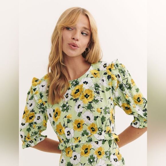 Nobody's Child LONDON Checkerboard Floral Midi Dress US6 EU38 - Picture 2 of 13